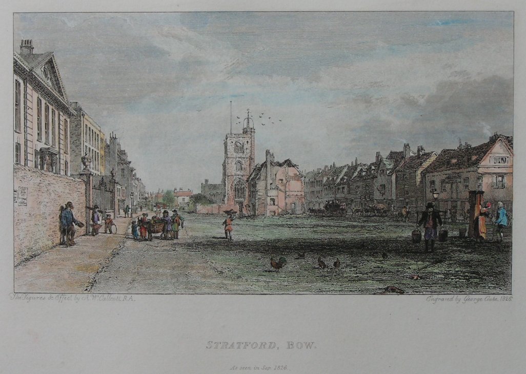 Print - Stratford, Bow as seen in Sep 1826 - Cooke
